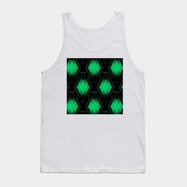 overlapping green diamond shape repeating on black background Tank Top by mister-john